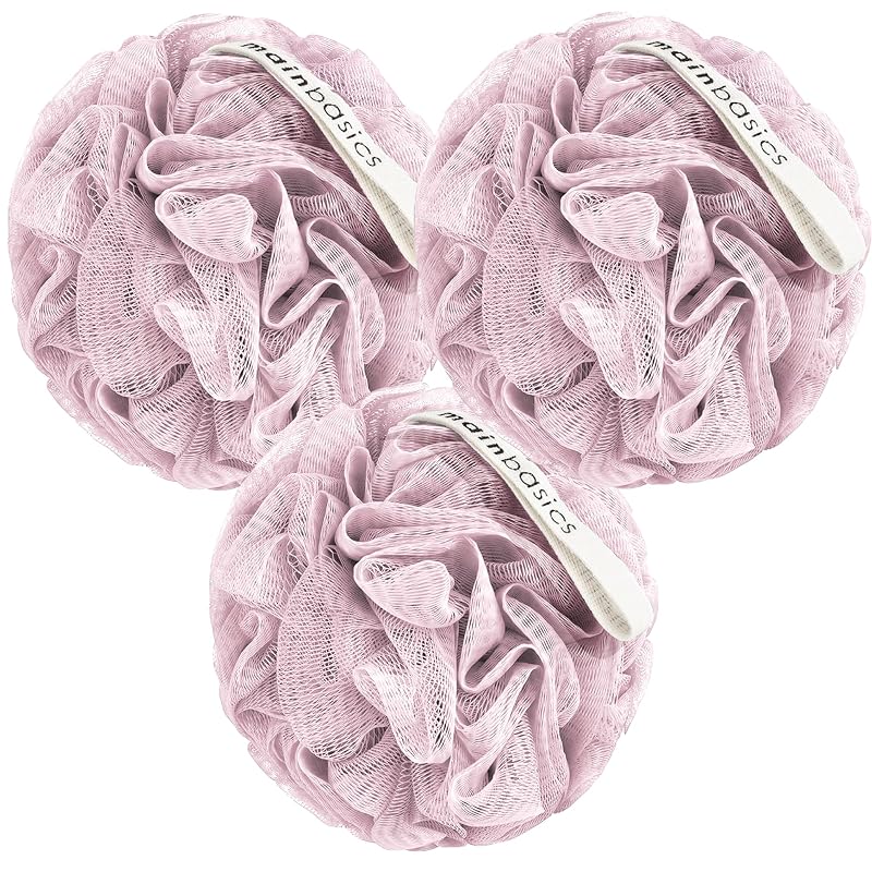 Bucha de banho MainBasics Perfectly Pink, pacote com 3