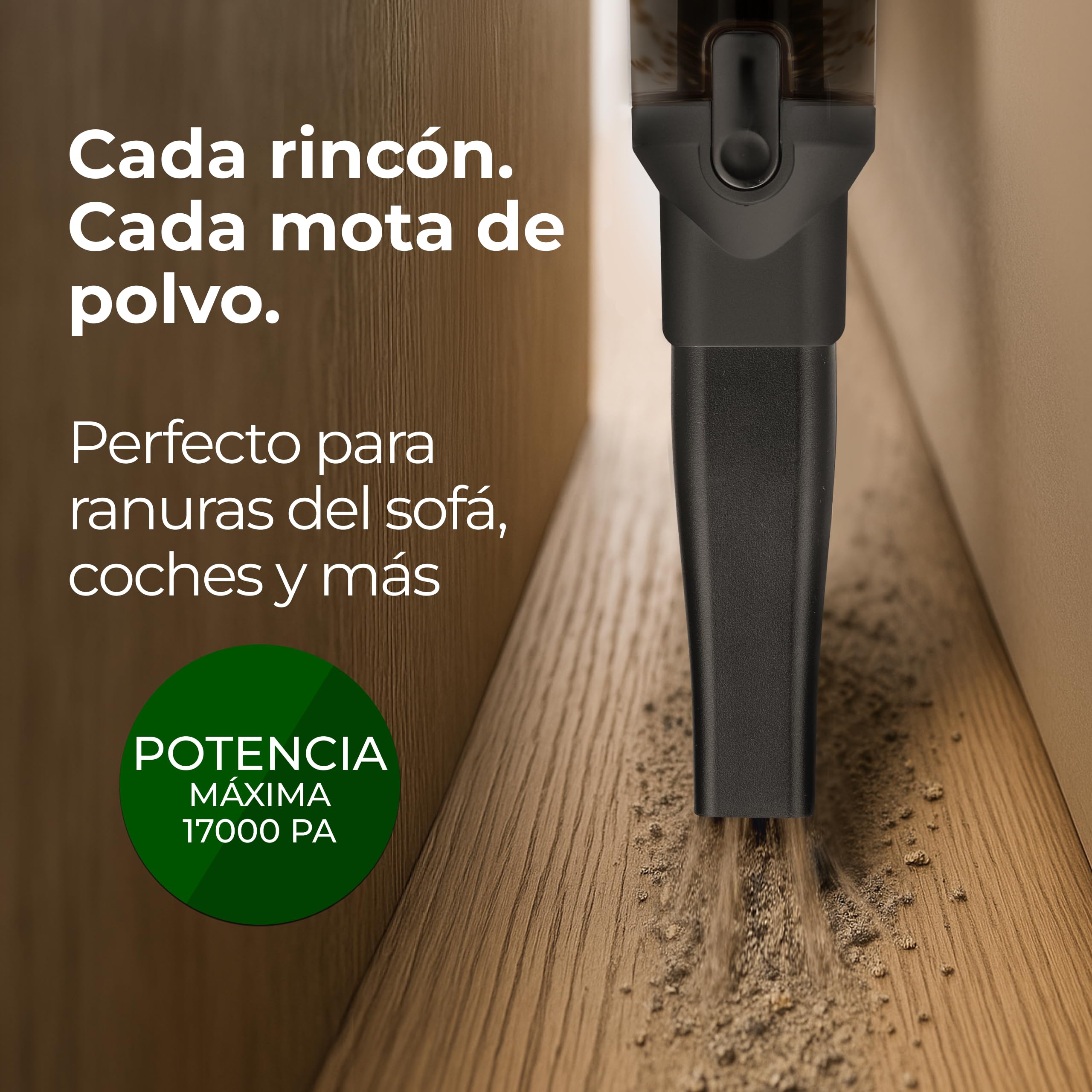 LEBENLANG Aspirador de Mano Potente 17000PA - Incl. Potente batería Recargable & Soporte con función de Carga I Aspirador Coche Aspiradora de Mano sin Cable Coche Sofa aspiradoras