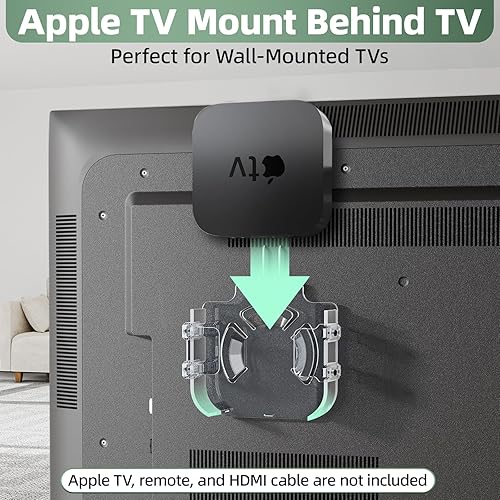 Miniatura 6 de AENTGIU Soporte para Apple TV detrás del televisor, soporte transparente para Apple TV compatible con funda de todas las generaciones, evita el