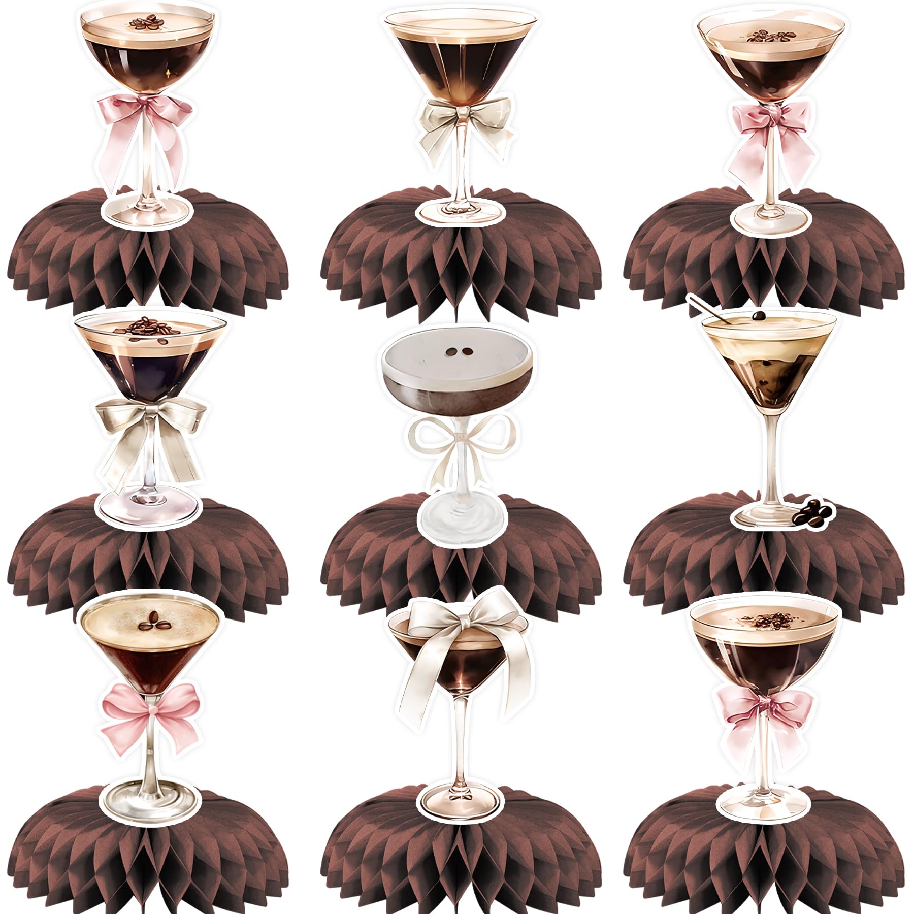 NANAGALI 9 Pcs Espresso Martini A Tini Older Honeycomb Centerpiece, A Bit Tini Older for Espresso Martini Birthday Party Decorations