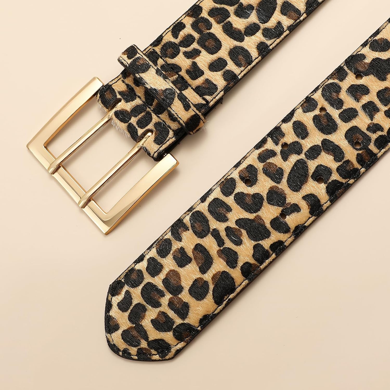 SANSTHS Women Wide Leather Belt for Dresses Jeans Fashion Gold Buckle Ladies Waist Thick Belt - Image 3