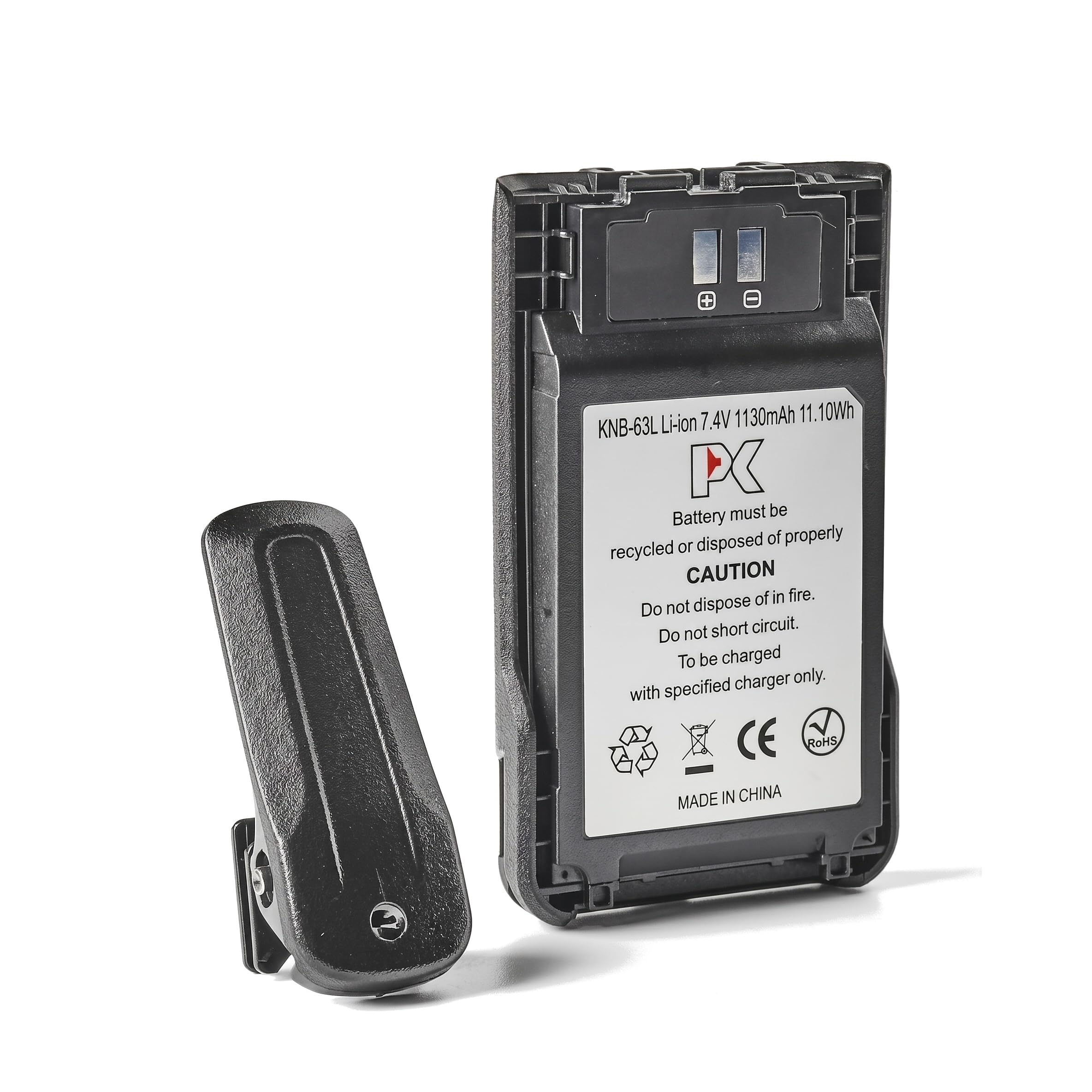 Batterie KNB-63L Li-ION 7,4V 1130mAh pour Talkie-Walkie Kenwood – Compatible avec TK-3501, TK-3000, TK-2000, TH-K20 et Plus – Inclus Clip Ceinture