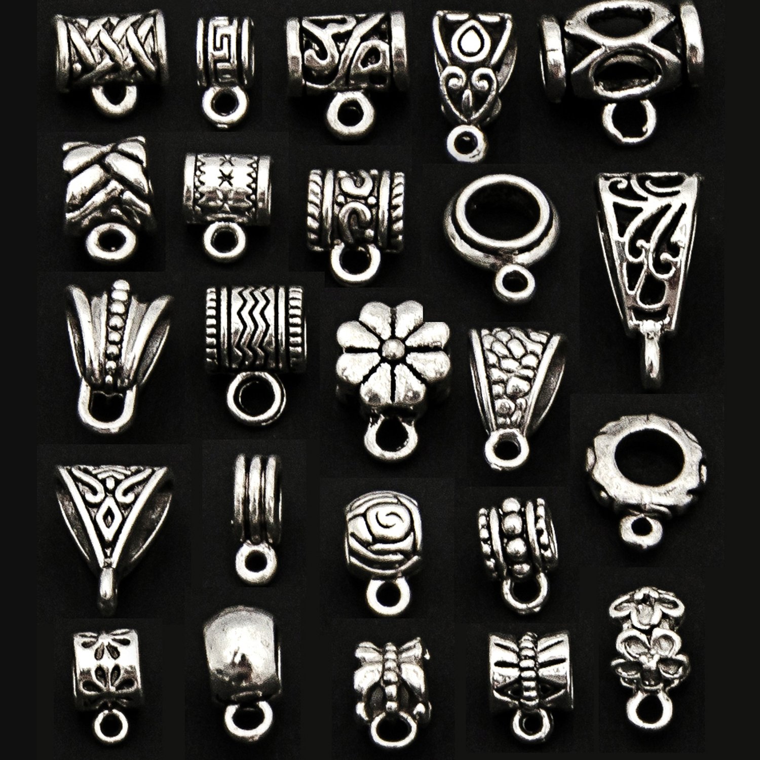 340 Conectores De Concha De Plata Tibetana - 16x10 Mm, Multicolor, Para Manualidades De Joyería, Bisutería DIY Y Proyectos Creativos