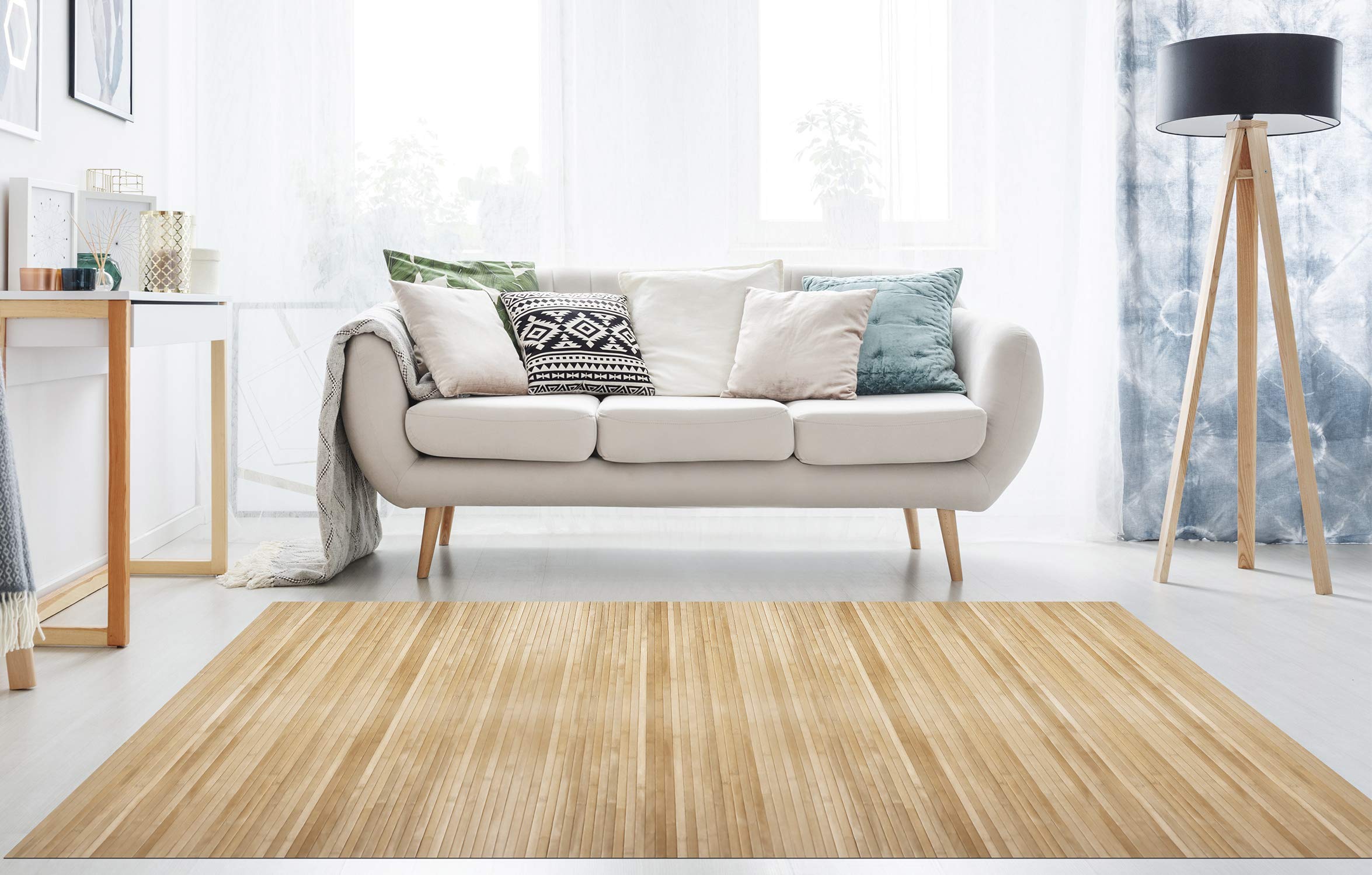 STORESDECO Alfombra de bambú Natural Antideslizante sin Bordes y Resistente a la Humedad. Ecológica, Antimanchas, Elegante y fácil de Limpiar diseño Natural 80x150 cm