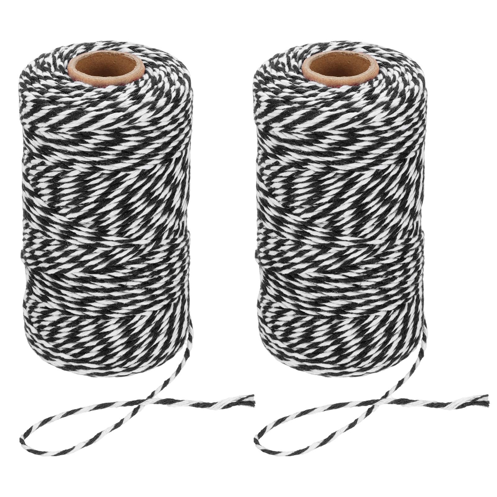 PATIKIL 100m Butcher String Twine, 2 Roll 2mm Cotton Bakers Decorative Twine String Rope Cord for Gift Wrapping Arts Crafts Party Kitchen Gardening, Black White
