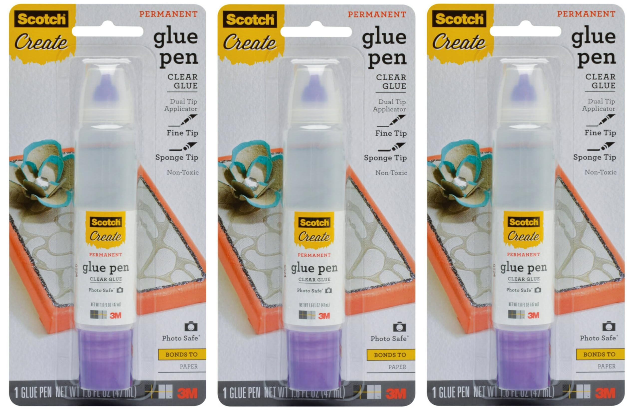 Scotch Scrapbookers Glue with Two-Way Applicator, 1.6 Ounce, (Pack of 3)