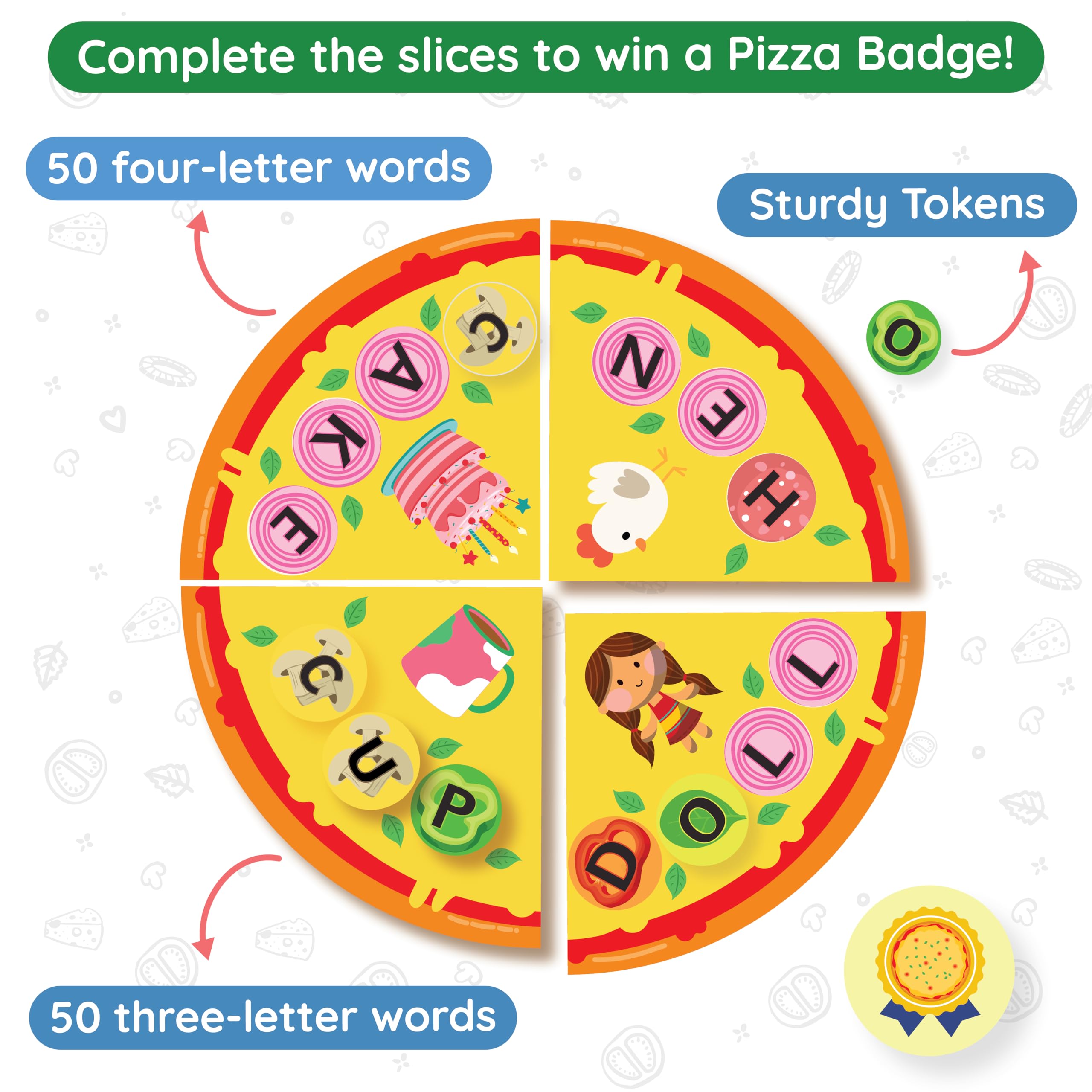 Zicster Word Pizza: Spelling Games for Ages 4-6 | Classroom Games | 160 Alphabet Toppings and 100 Words | Fun Preschool & Kindergarten Learning Activity | Homeschool Essentials - Image 3