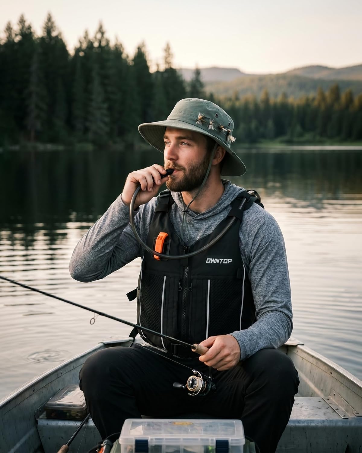 Owntop Swim Jacket Adult Youth | Hydration Pack | Dual Mesh Pockets | Attached Whistle | Ultra-Thin for Freer Movement | Kayak, Boating, Fishing, All Watersports