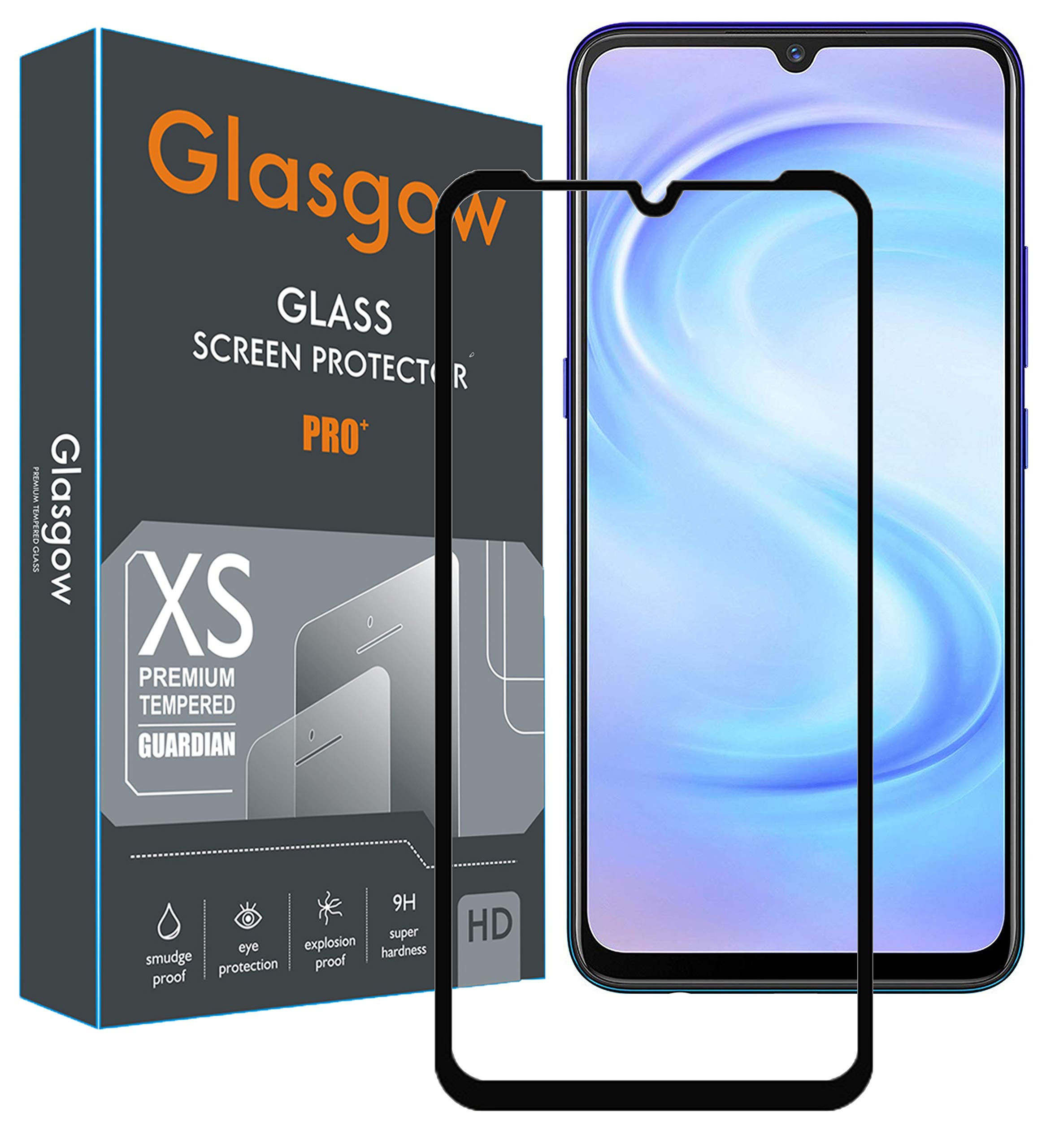 Glasgow Full Protection Tempered Glass for Vivo S1 Top Notch Edge to Edge Full Screen Coverage [Anti-Scratch] [Gorilla] [Free Cleaning Kit Included] - Black (B07WMSDGZ1) Amazon Price History, Amazon Price Tracker