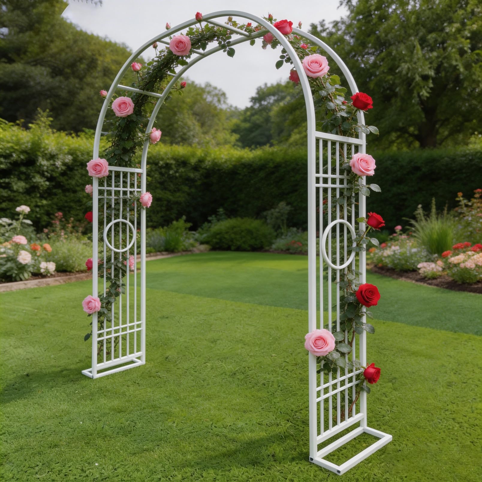 Errtsdb Heavy Duty Metal Garden Arch | Multi Size 140-340cm Wide | Outdoor Archway Trellis for Patio Decor, Outdoor Garden Feature, White/B/300x40x230cm โ image 1