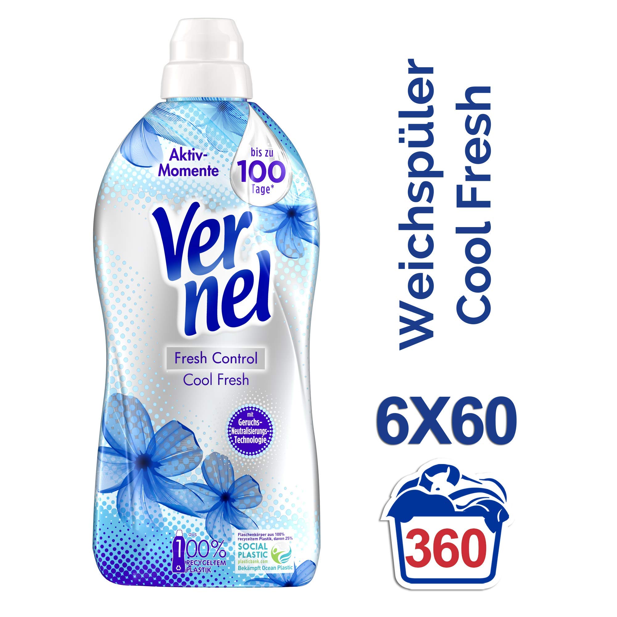 Vernel Ice Blue Ammorbidente concentrato 60 WL, confezione da 6 (6 x 60 lavaggi)