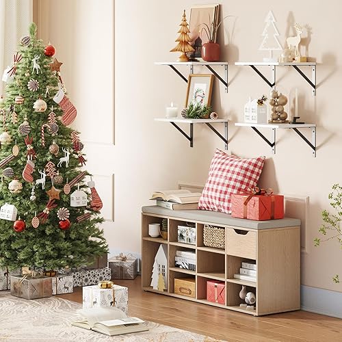 Miniatura 118 de DINZI LVJ Banco de zapatos, banco de almacenamiento de entrada con cajón y 8 cubículos, estantes ajustables, organizador de zapatos para sala de