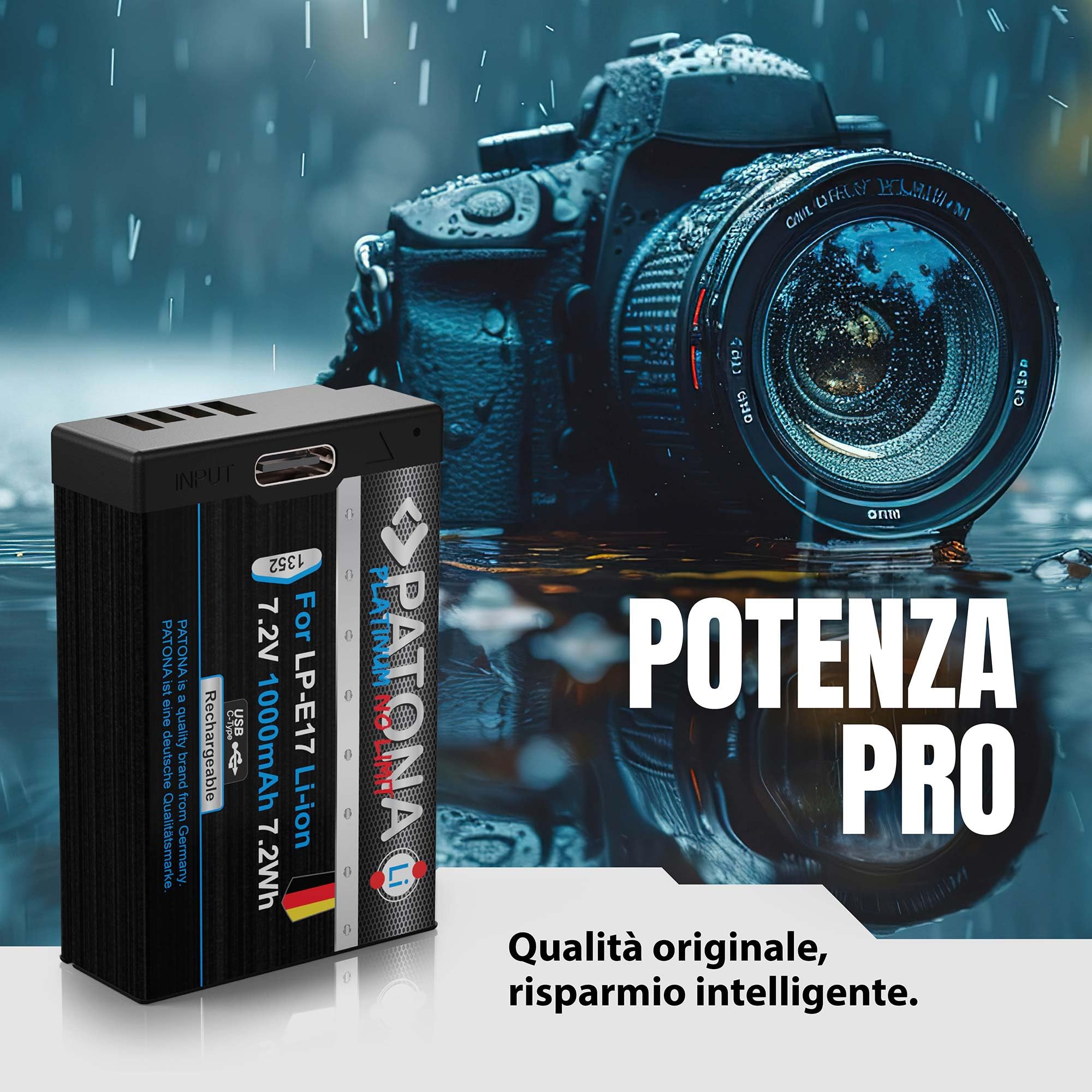 PATONA 2x Platinum Batteria LP-E17 (1000 mAh) con USB-C – per Canon EOS RP R10 R50 R100 77D 200D 250D 750D–800D M3 M5 M6 II – ricarica diretta nella batteria (parz. decodificata)