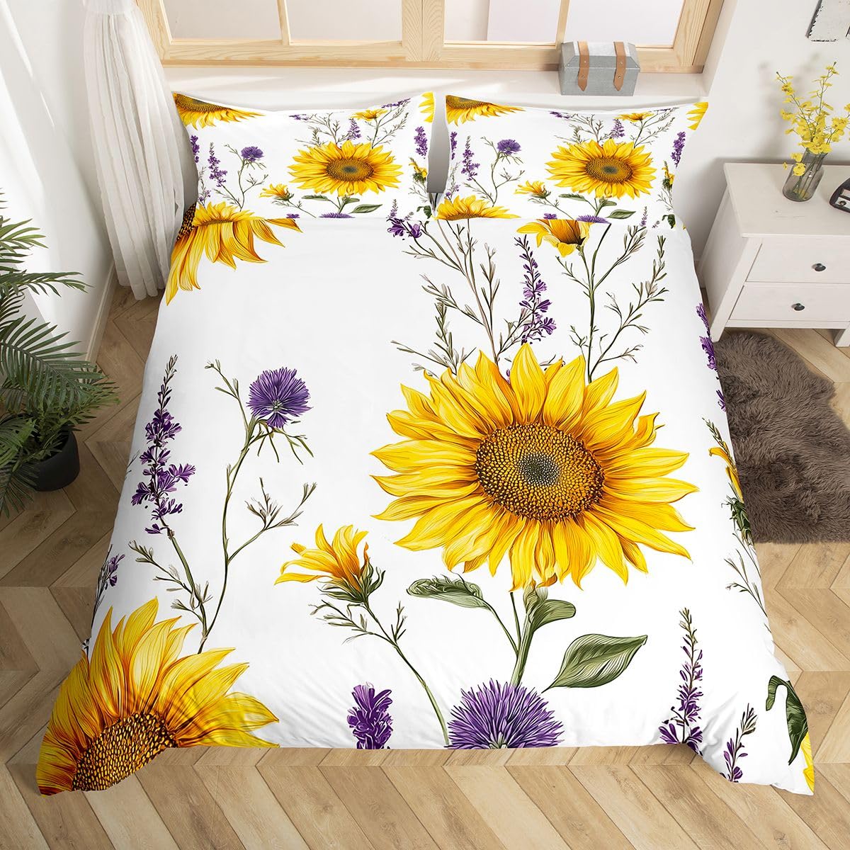 Feelyou Sunflower Duvet Cover Set King Size 3D Printed