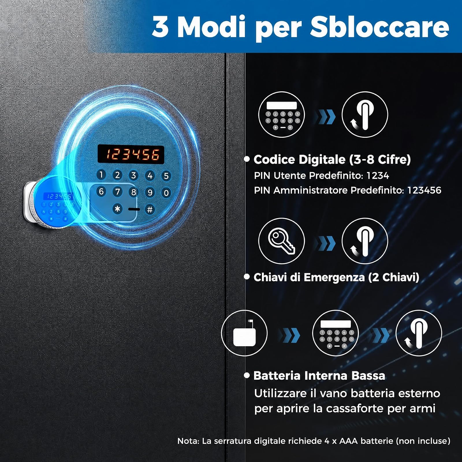 COSTWAY Armadio Porta 6 fucili in Acciaio con Serratura Elettronica