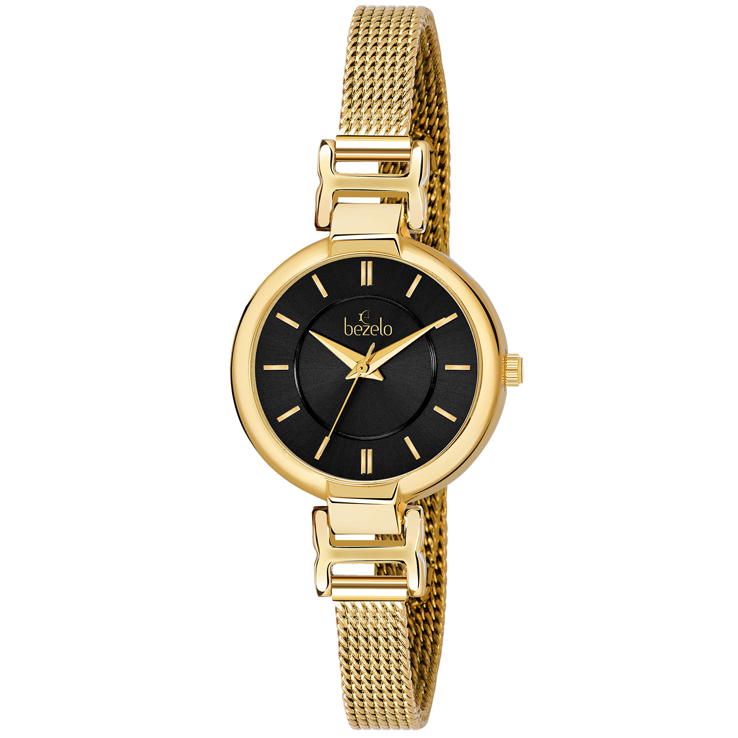 BEZELO Analogue Womens Watch(Black Dial Gold Colored Strap)-BZL-LRF-153076-C-BLACK (B07Y68G1HW) Amazon Price History, Amazon Price Tracker
