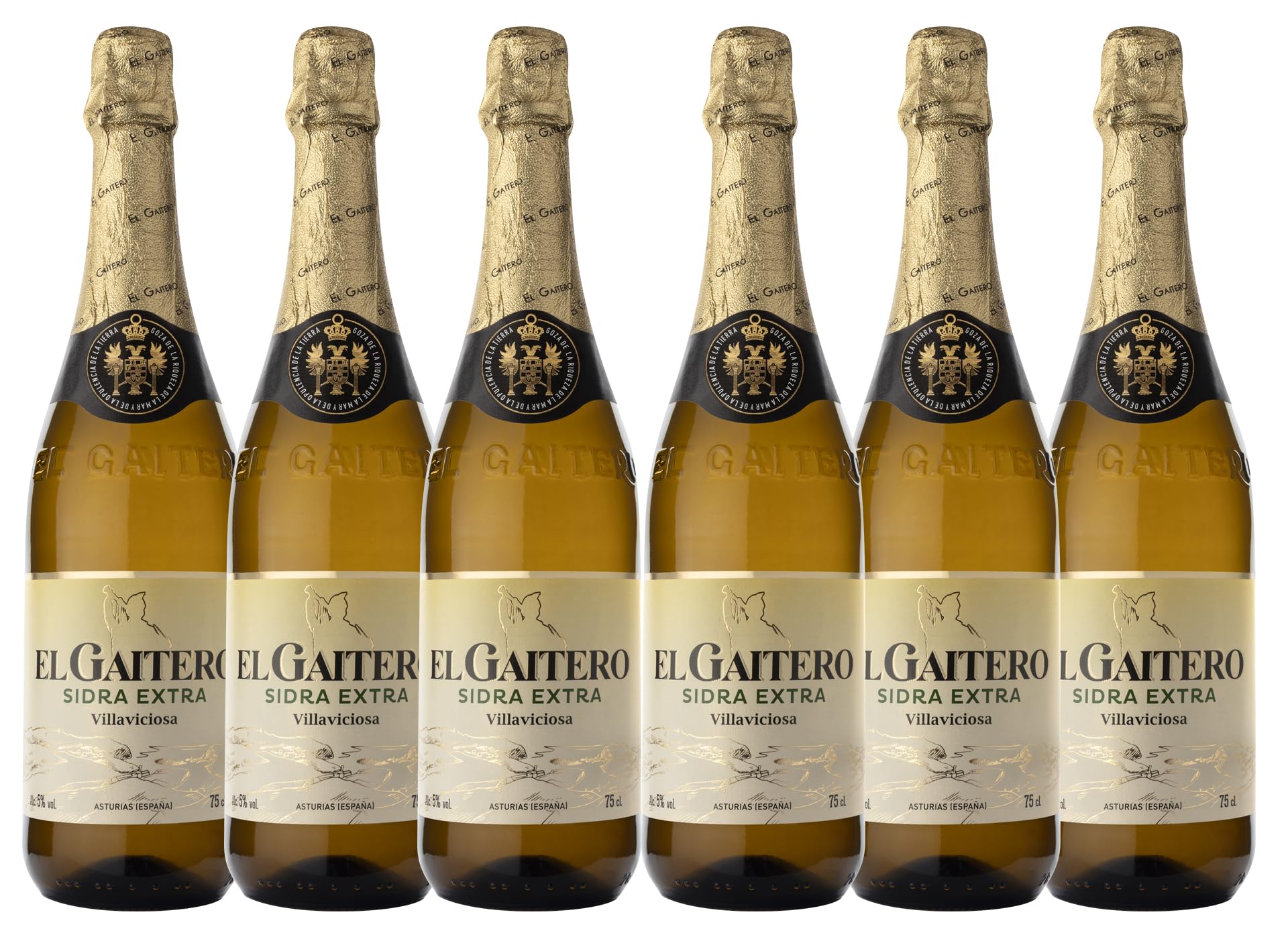 El Gaitero Sidro Extra Realizzato con Metodi Tradizionali, Scatola di 6 Bottiglie da 75 Cl