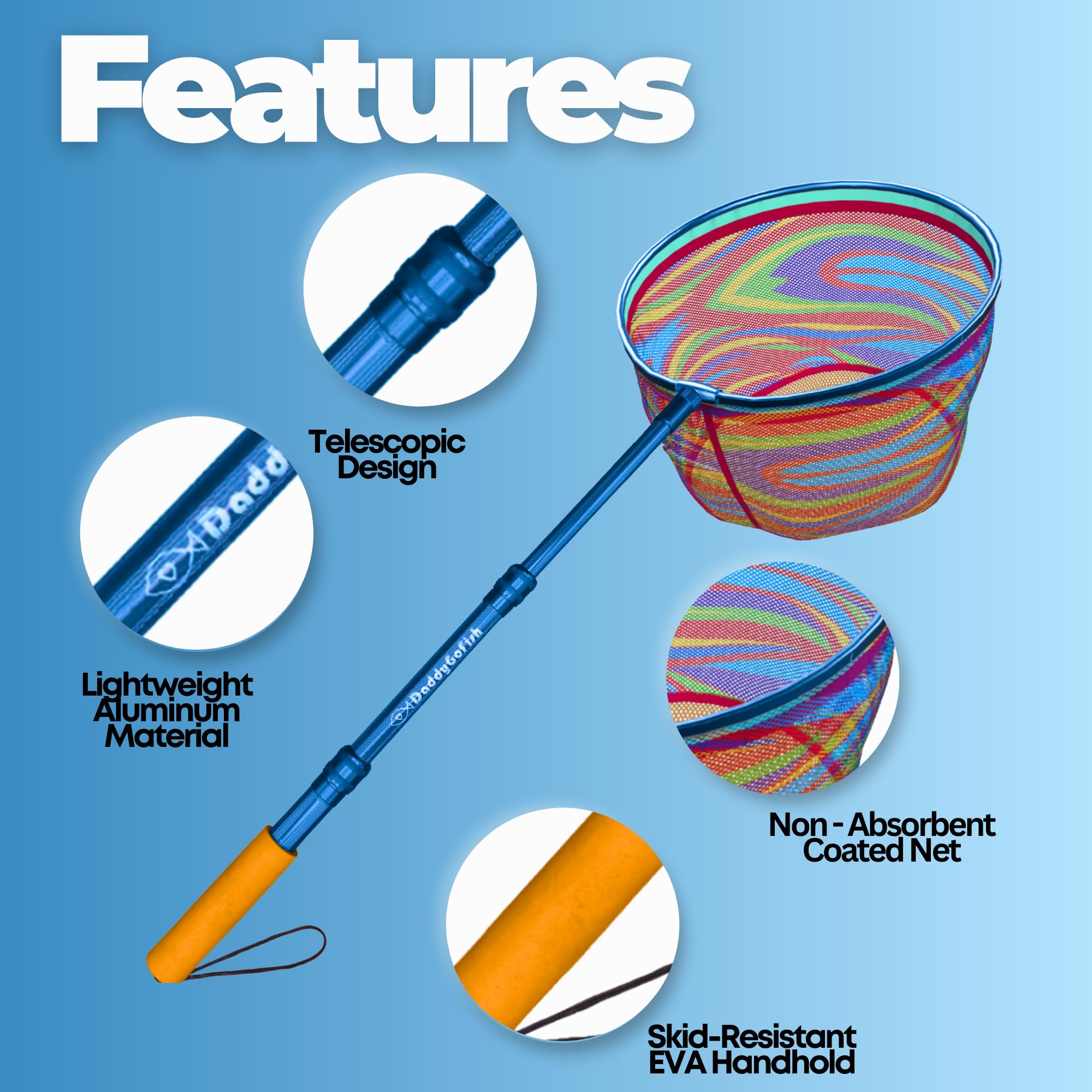 childrens extendable fishing net Amazon.com : DaddyGoFish Kids Fishing Net