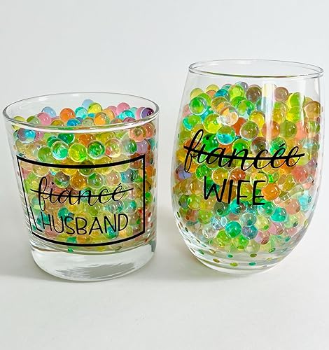 Miniatura 3 de COOL AF Juego de vasos de regalo de boda para novia y novio, juego de regalo de whisky y copa de vino, regalo de compromiso para parejas y recién