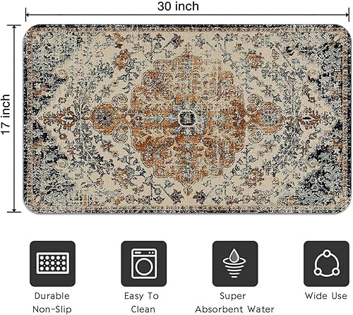 Miniatura 3 de Tapete de estilo bohemio, tapete de bienvenida para entrada interiorexterior, antideslizante, lavable a máquina, tapete bohemio para casa de campo,