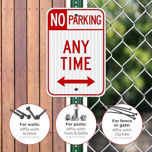 Miniatura 4 de Letrero de No estacionamiento, No Parking Anytime, 12 x 18 pulgadas, 3M EGP reflectante aluminio .063, resistente a la decoloración, fabricado en