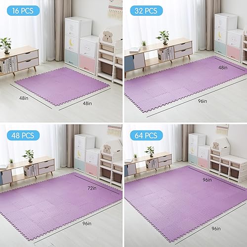 Miniatura 6 de Tapete de juego de espuma EVA, 16 azulejos coloridos para bebé, tapete de juego cuadrado para niños con color sólido, azulejos de espuma