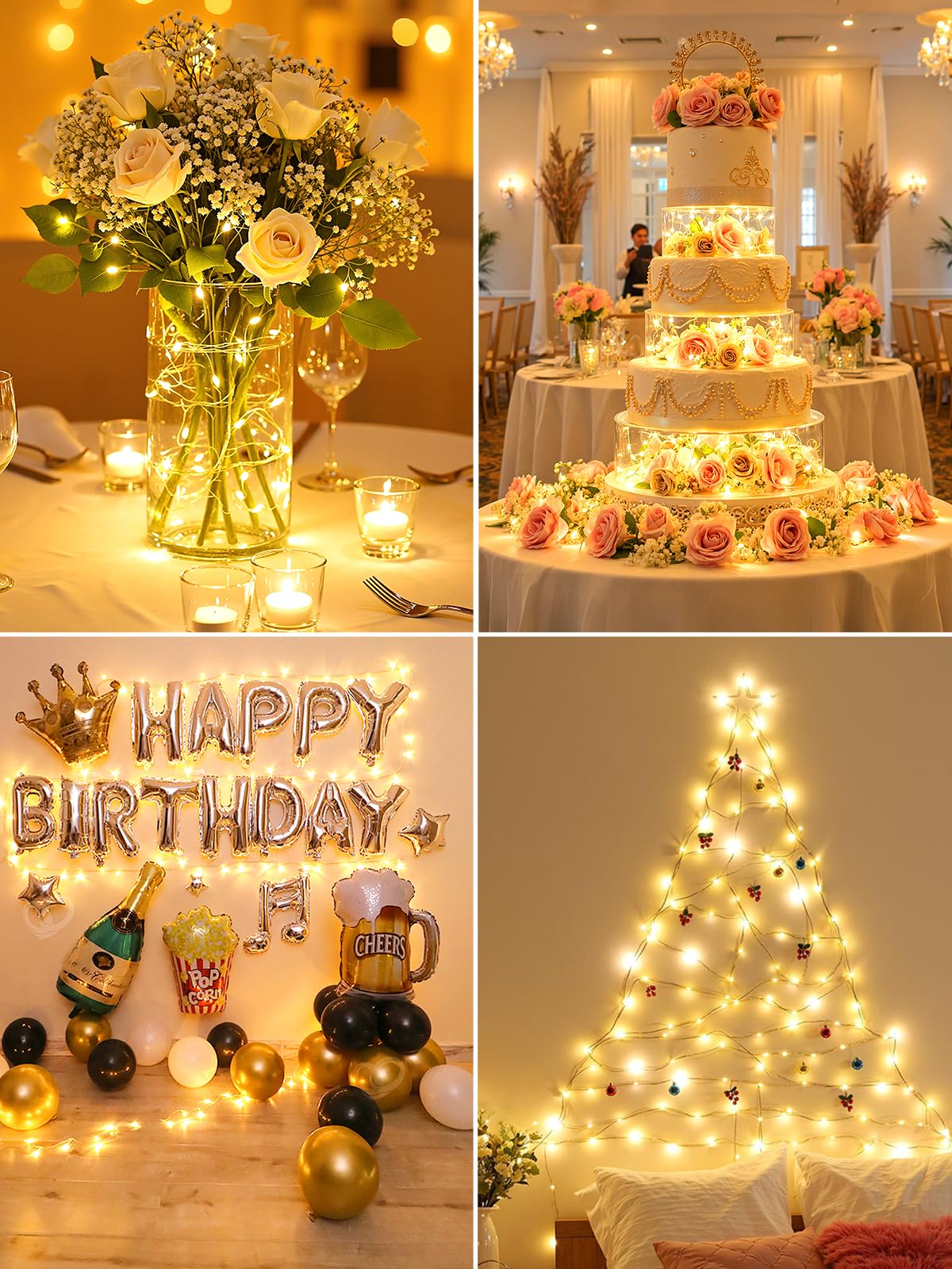 Paquete de 5 luces de hadas de 7 pies, 20 luces LED que funcionan con pilas con temporizador, 8 modos de ciclo, luces de luciérnaga impermeables en alambre plateado para decoración del hogar, fiesta,