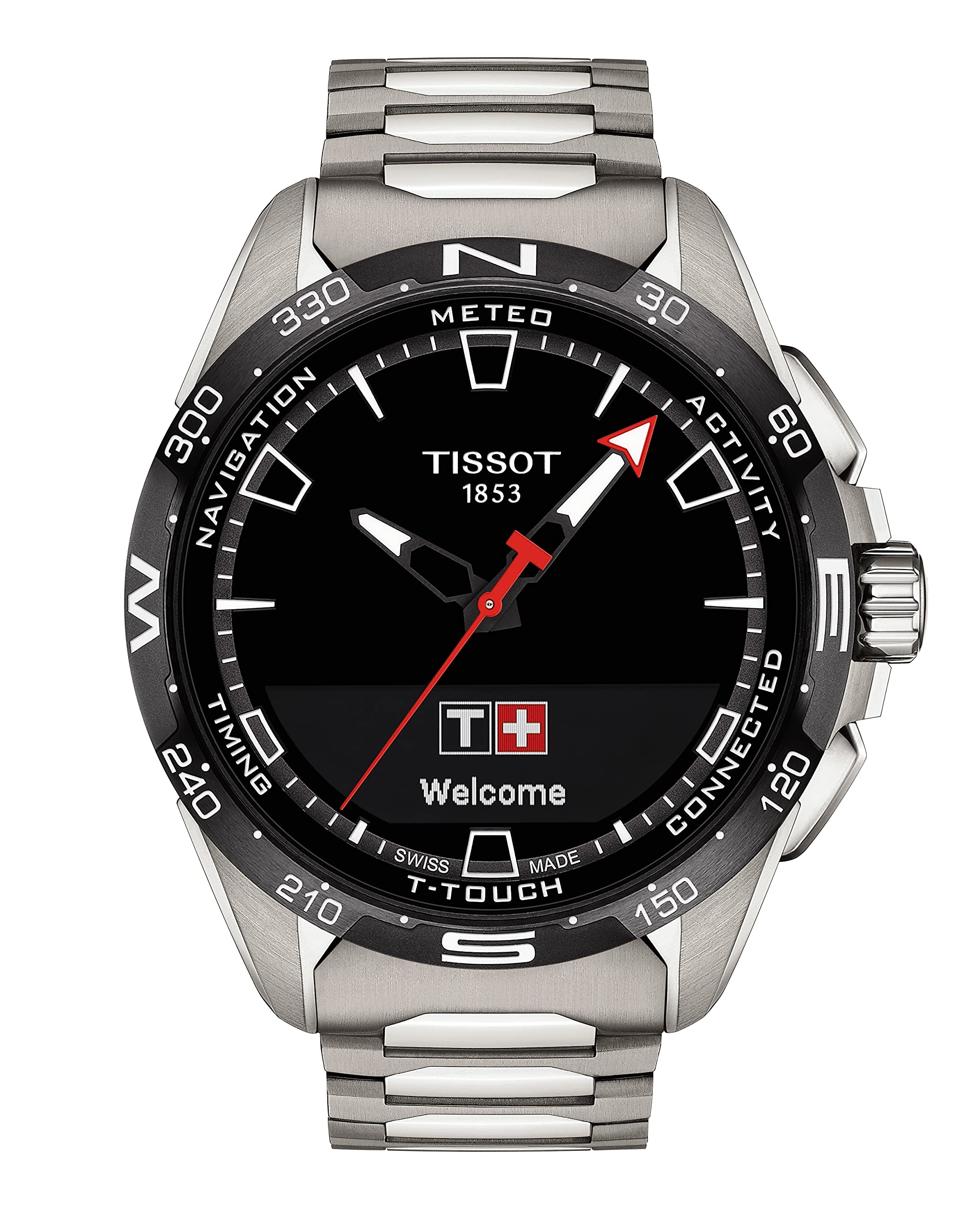 Tissot Unisex T-Touch Connect Solar Antimagnetic Titanium Case Swiss Tactile Quartz Watch with Strap, Grey, 23 (Model: T1214204405100), Grey, Quartz Watch