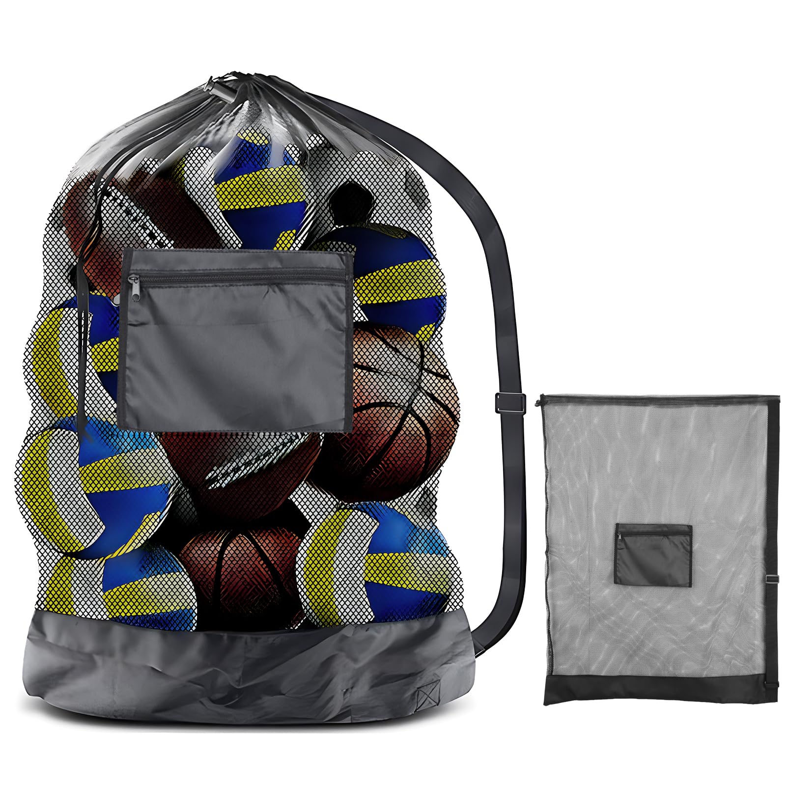 XiangSKY Football Bag for Balls, Football Bag Adjustable Shoulder Strap Ball Bag Extra Large Drawstring Mesh Bag for Balls Football Kit Bag for Rugby Volleyball Football Training Equipment