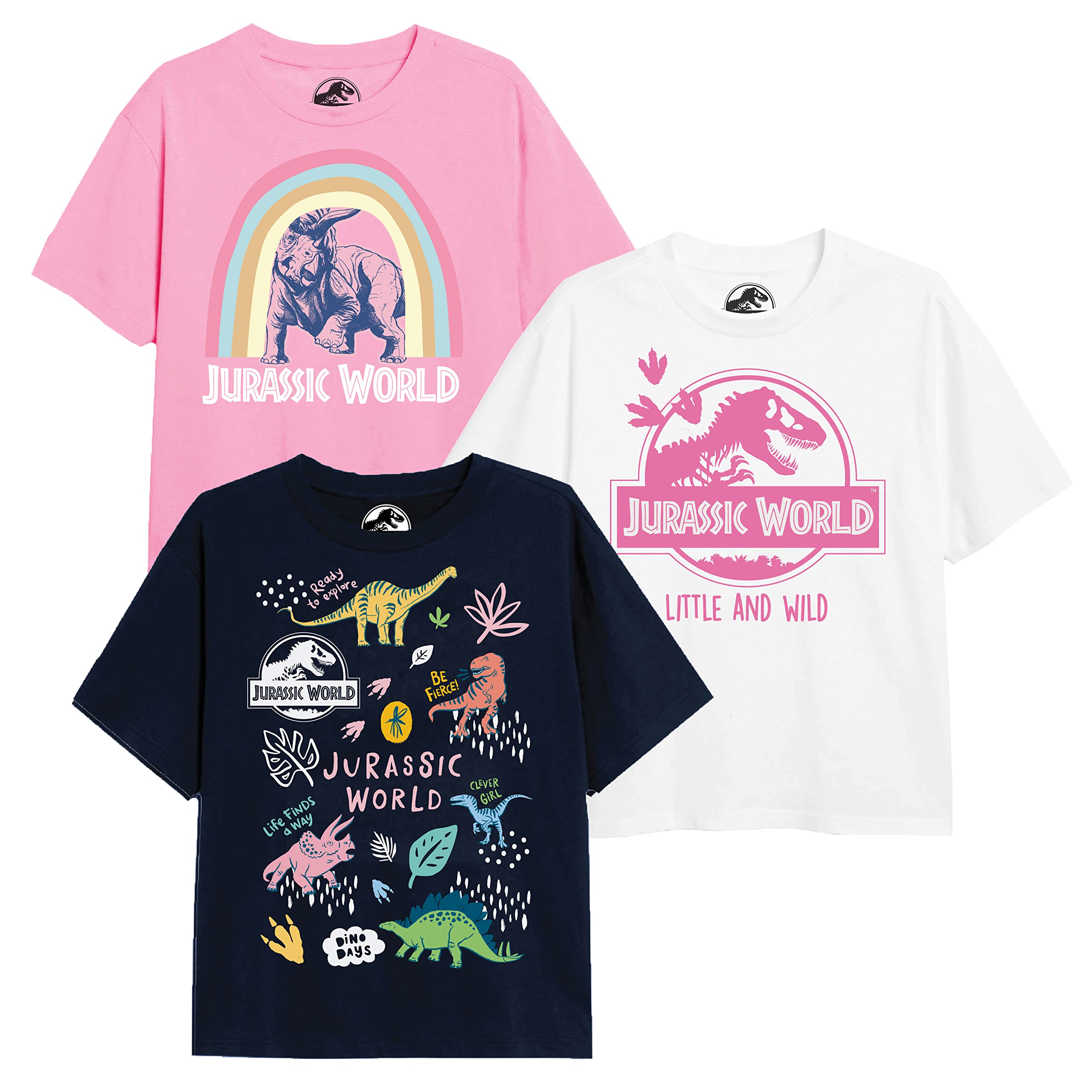 Cotton Soul Jurassic World Little Explorer Pack Girls T Shirt, Pack Multi