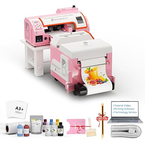 A3 DTF Printer Bundle with Cutter Automatic Slef-Maintenance,Screen Touch Panel DTF Dryer Powder Shaker for Tshirt Heat Transfer Printing,(Printer+Laptop+Shaker+Bracket+Consumables)