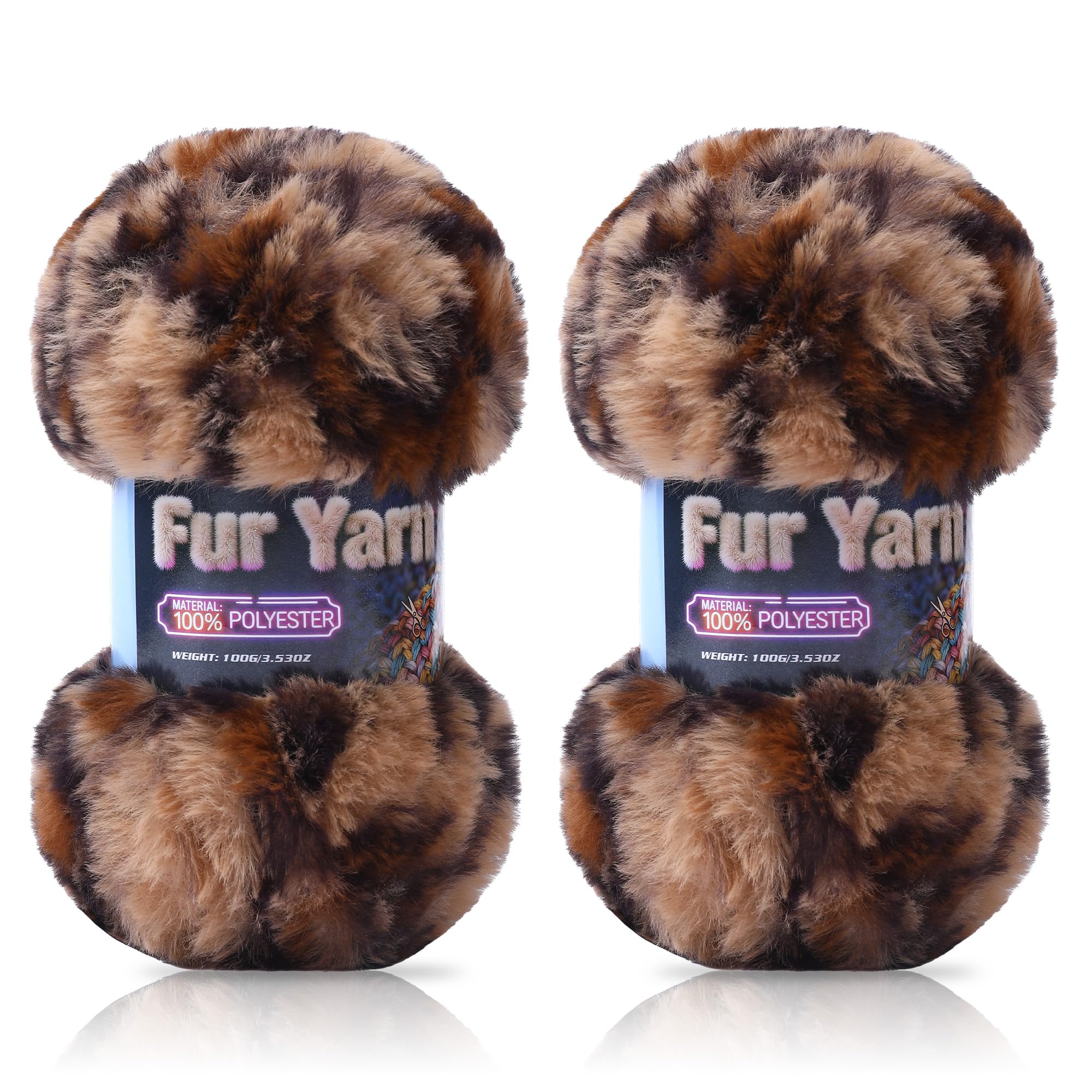 Faux Fur Yarn Soft Fluffy for Crocheting - 2 Skeins(Each 3.5oz/100g, 71yd/65m) - Chunky & Fluffy Yarn for Crochet Amigurumi, Blankets, Hand Knitting, Scarves &Crafts (2, Beige) — view 13