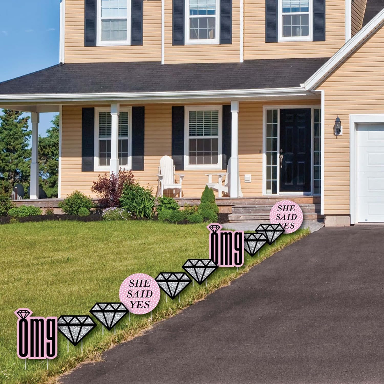Big Dot of Happiness Omg, You're Getting Married - Diamond Ring Lawn Decorations - Outdoor Engagement Party Yard Decorations - 10 Piece