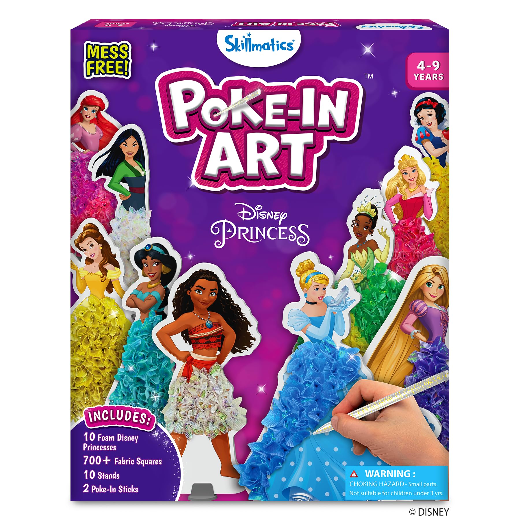 Skillmatics Poke-in Art - Disney Princesses, Mess-Free Fun for Kids, DIY Wood Craft Kits, Creative Activity, Gifts for Girls Ages 4, 5, 6, 7, 8, 9,