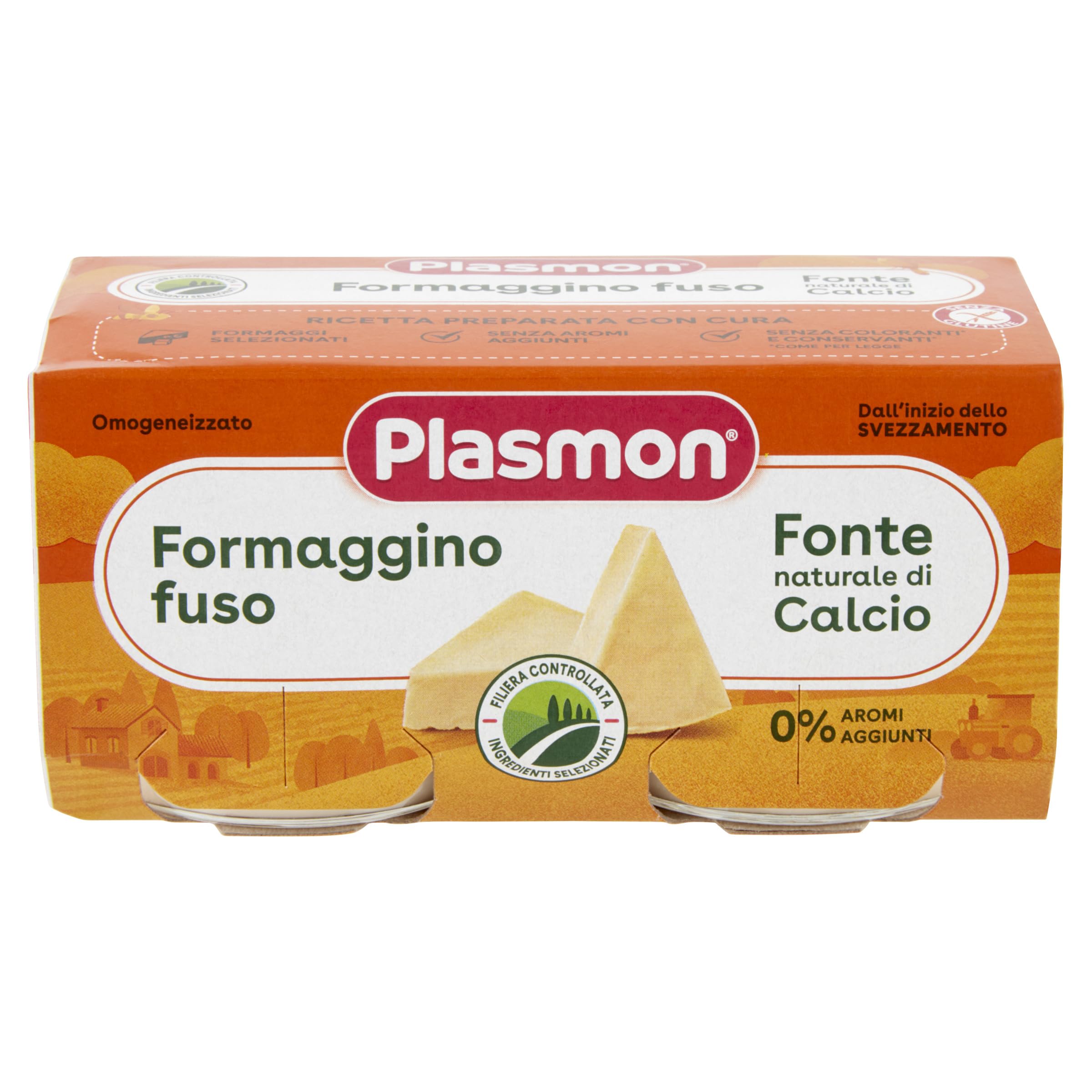 Plasmon Omogeneizzato Formaggino Fuso Classico - 2x80 g (12 Pezzi)