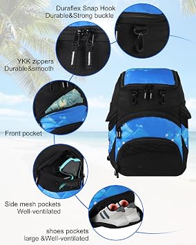 45L Swim Backpack for Gear - Oversized Equipment Bag with Shoe Compartment & Mesh Pockets, Team Sports Backpack for Swimmers