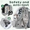 Expandable Cat Backpack with Window Dog Backpack Cat Backpack Large Cat Backpack with Inner Safety Lead and Pet Mat for Car Hiking Grey 42 x 32 x 24 - 57 cm