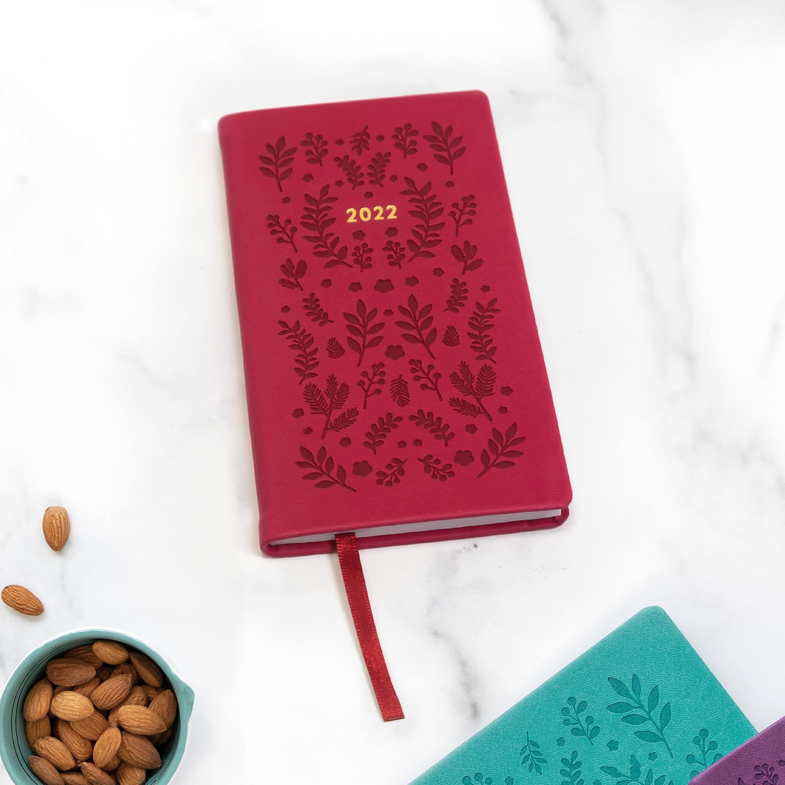 Letts Of London Woodland 2025 Weekly Planner - Medium Pocket Size (5.875x3.125") - Pink, Multilingual, Sewn Binding