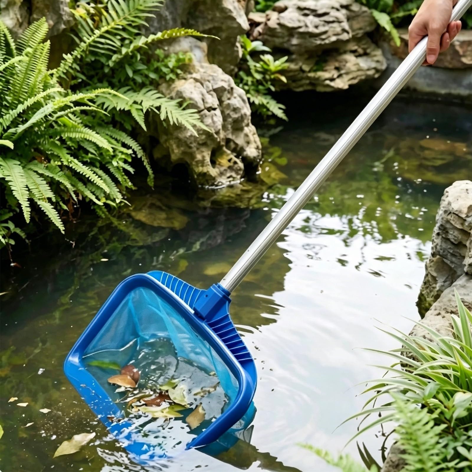 LZMZMQ Outdoor Water Feature Pool Cleaning Equipment Net Kit, Swimming Pools Cleaning Set with Long Pole, Pool Accessories for Home Hotel Resort Pools(2.9m/114in)