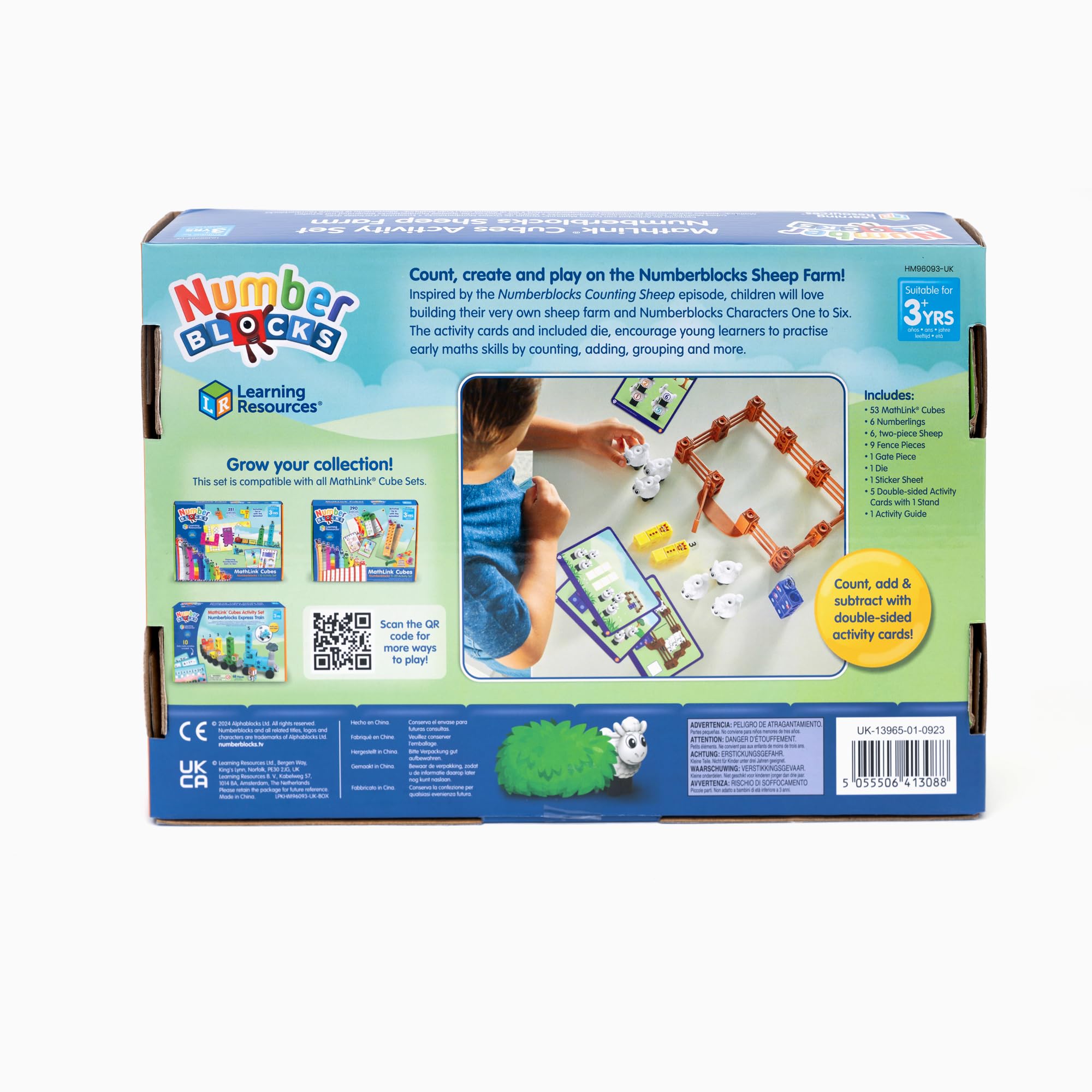 Learning Resources – Zestaw Numberblocks do zabawy w liczenie owiec z klockami MathLink, 3–6 lat, CBeebies, Zabawki matematyczne, owcza farma, EYFS, 10 ćwiczeń matematycznych w zestawie