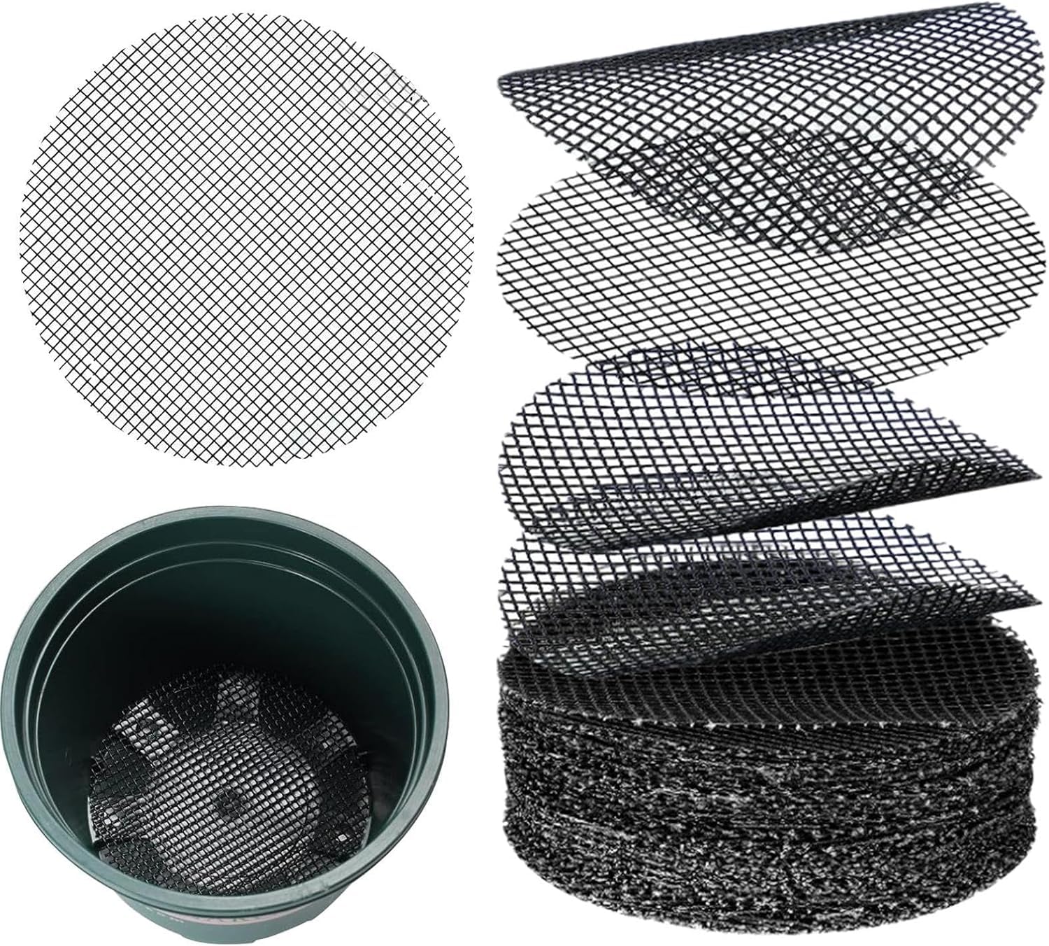 50枚セット鉢底ネット 円形 メッシュ スクエア10cm 植木鉢ボトムネット メッシュ 排水網 通気性 土壌流出を防ぎます 腐食防止多肉観葉屋内 屋外 兼用