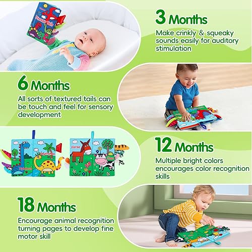 Miniatura 3 de Libros de tela suave para bebés de 0 a 6 meses, 2 piezas, sensación táctil, juguetes sensoriales para bebés de 6 a 12 meses, asiento de dentición de