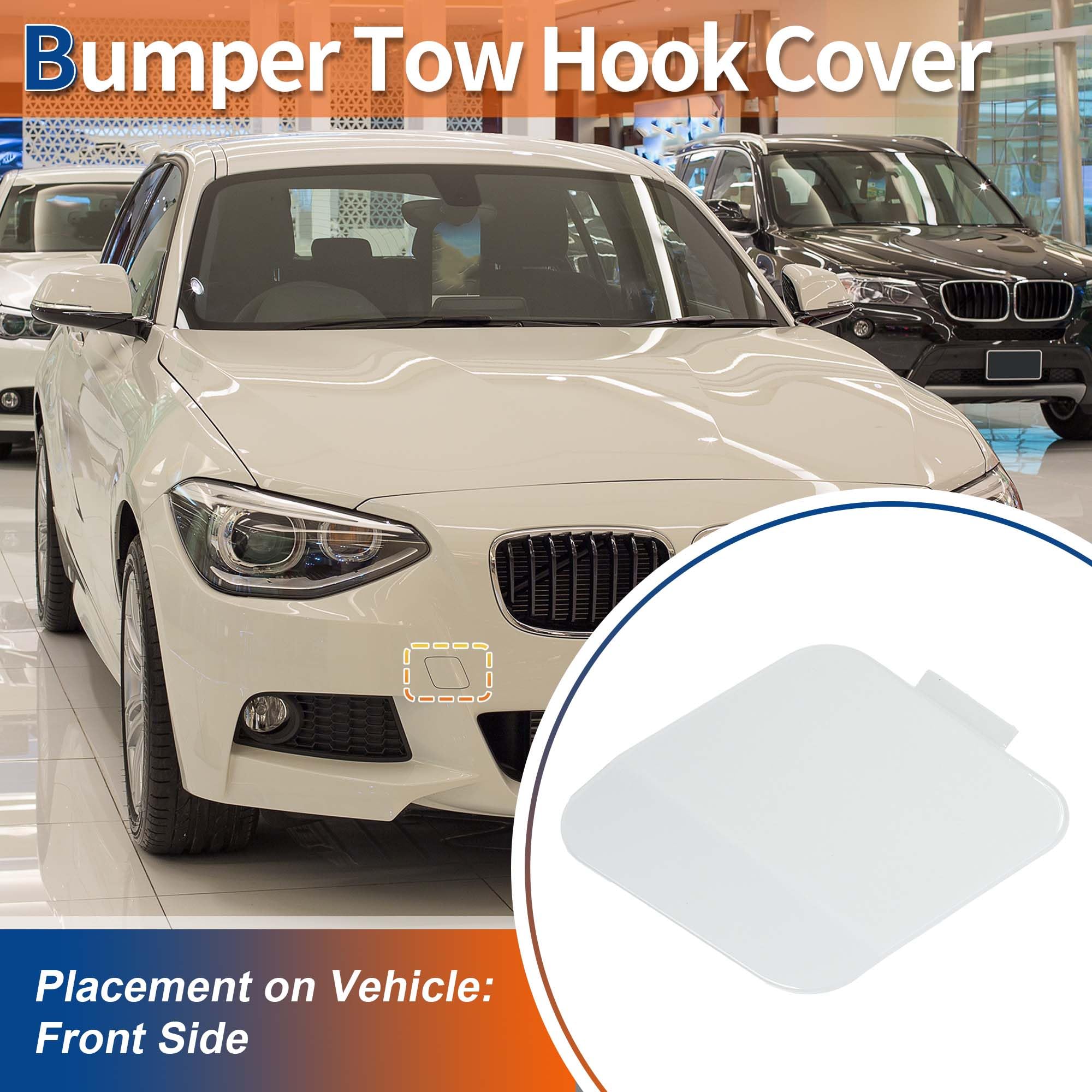 A ABSOPRO Cache-Crochet De Remorquage Avant pour BMW Serie 1 F20 12-14 1pc | Blanc, Plastique, 51118053828, Pour BMW 114i 116d 116i 118d 118i 120d 125i, 1Pc