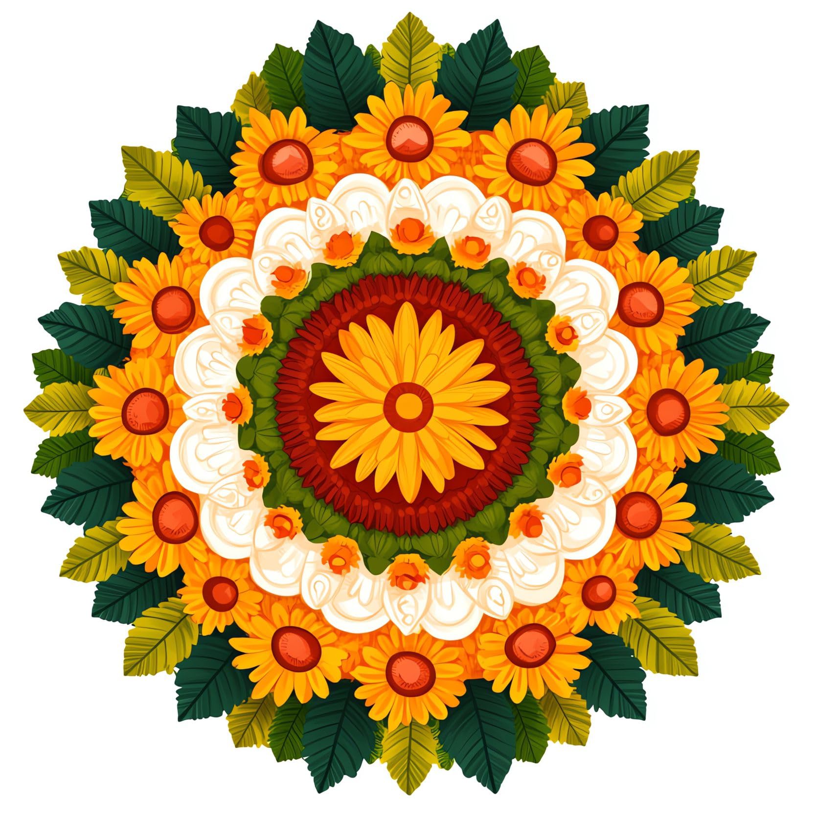 JEMOX Rangoli Stickers for Door Entrance (Size-40x40Cm) Self Adhesive Rangoli Stickers for Pooja Room | Rangoli for Diwali Decoration Wall Stickers Genda Rangoli Stickers for Floor-Vinyl-image-16