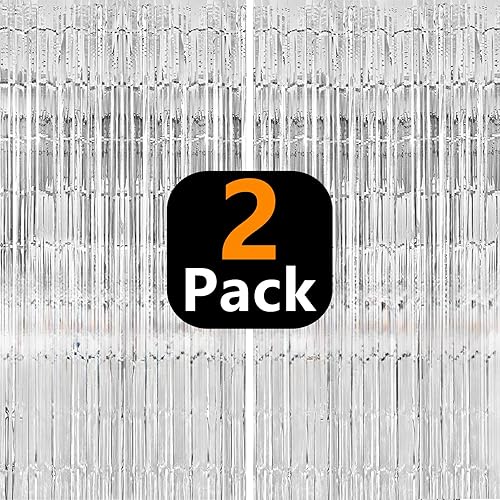 Cortina de flecos de papel de oropel plateado para decoración de fondo de fiesta para graduación, cumpleaños, boda, compromiso, novia, baby shower,