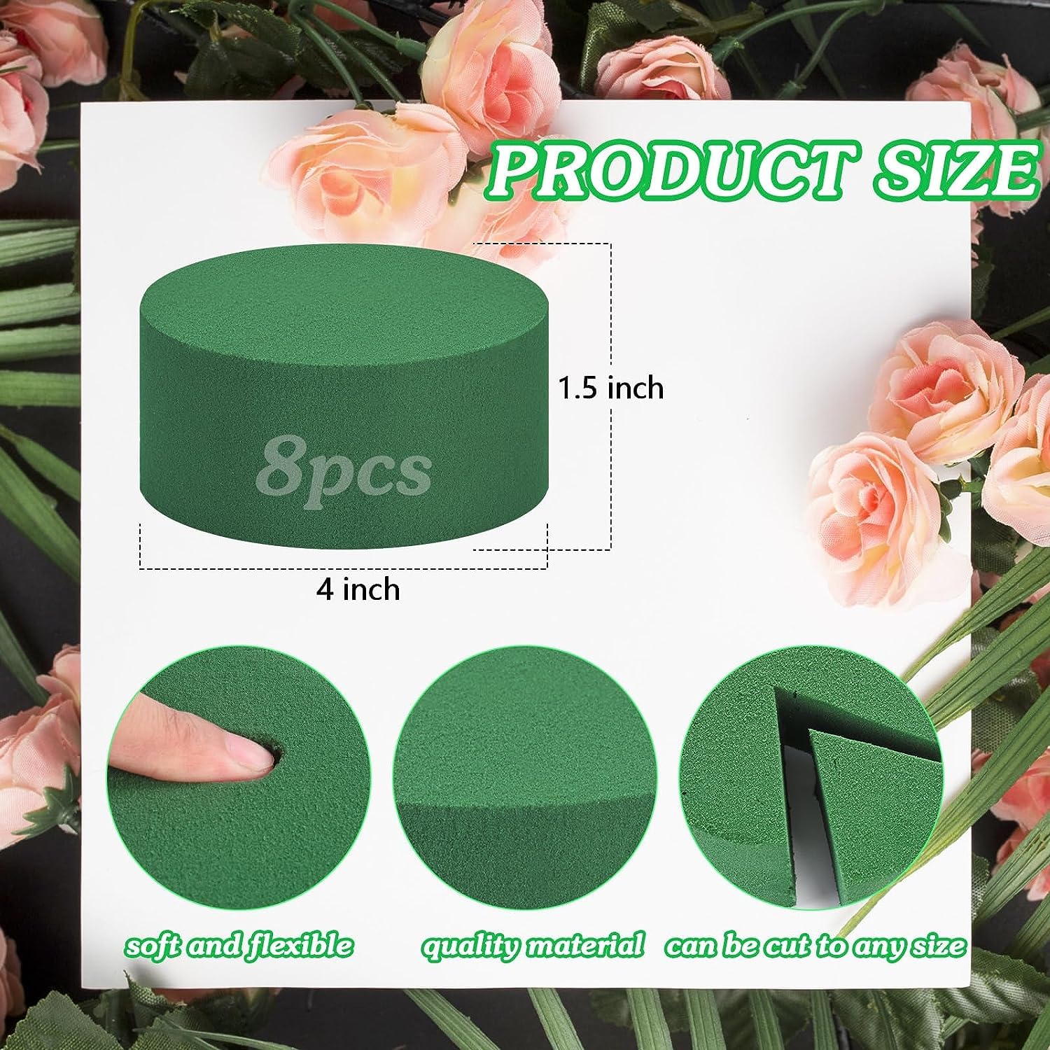 8Pcs Round Floral Foam Blocks - Image 2