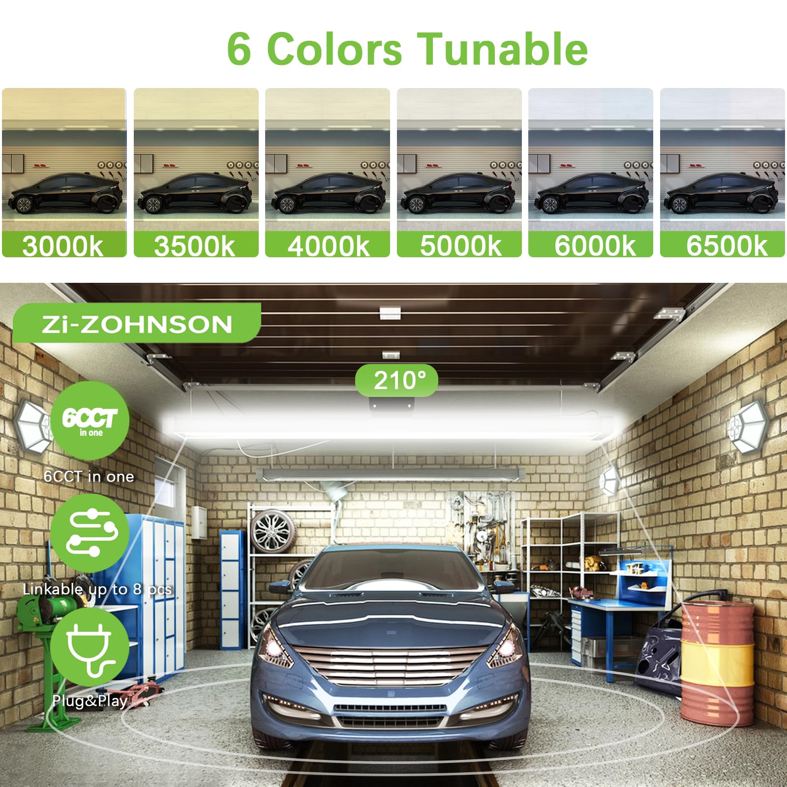 6 Pack 4FT LED Shop Lights for Garage Ceiling 30W 4500LM 3000-6500K Tunable T8 Tubes Lights Daylight White — view 4