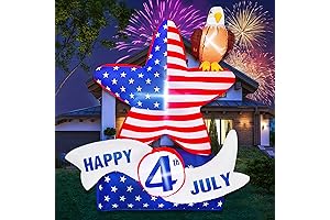 5.2FT 4th of July Blow Up Decorations, Star American Flying Bald Eagle with Build-in LEDs