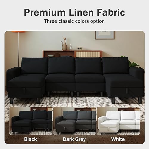 Miniatura 6 de Sofá modular seccional, sofá modular de 110 pulgadas con almacenamiento y respaldo ajustable, sofás seccionales convertibles de 6 asientos para sala