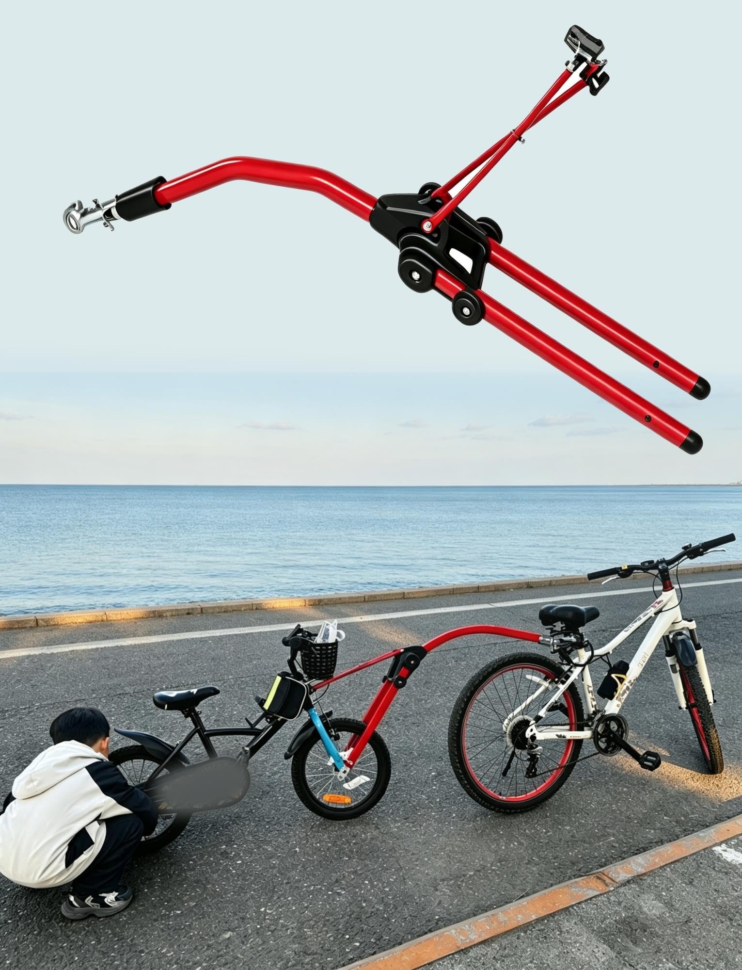 Barre Attelage Vélo Enfant Connecteur Remorque Vélo Ajustable